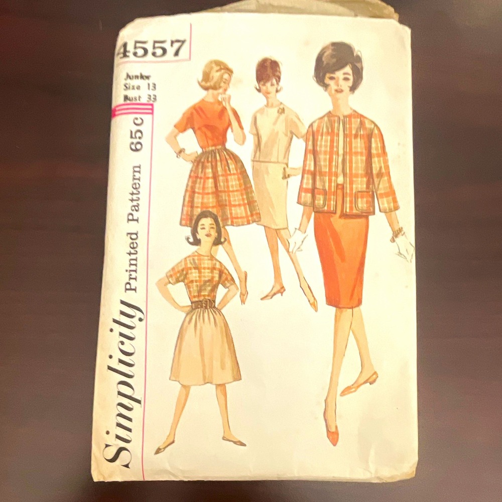 Vintage Simplicity 4557 Women Jacket Blouse Skirt Sewing Pattern Size 13 Bust 33